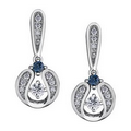 Diamond Drop Earrings in 14K White Gold with Sapphire Accent (0.121 CT. T.W.)